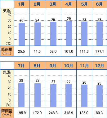 プノンペン年間気候カレンダー